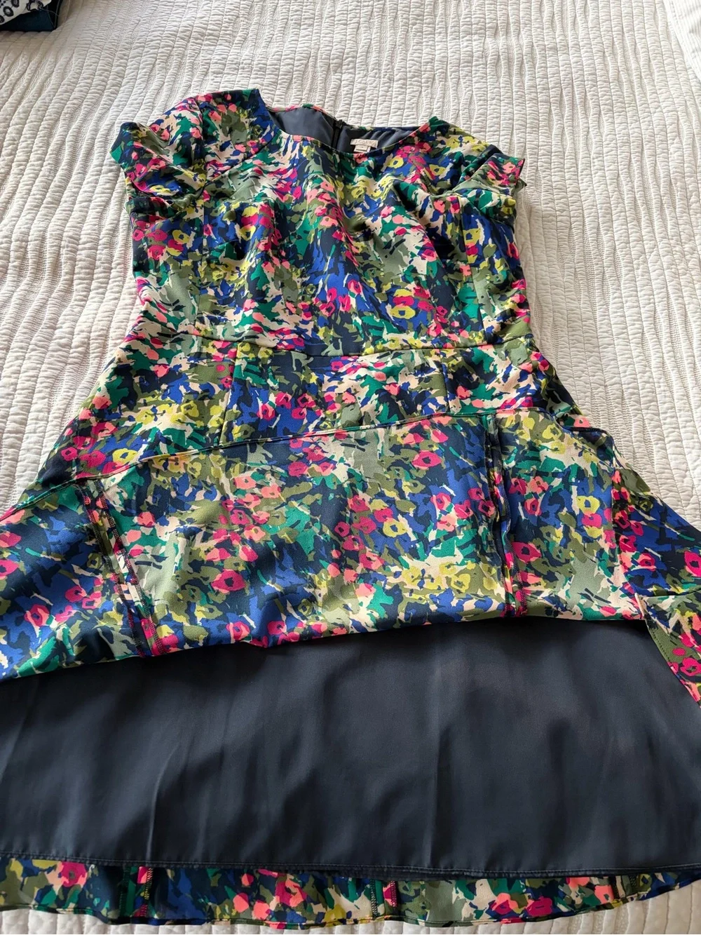 J. Crew Multicolor Floral Print Dress - Blue Green Pink